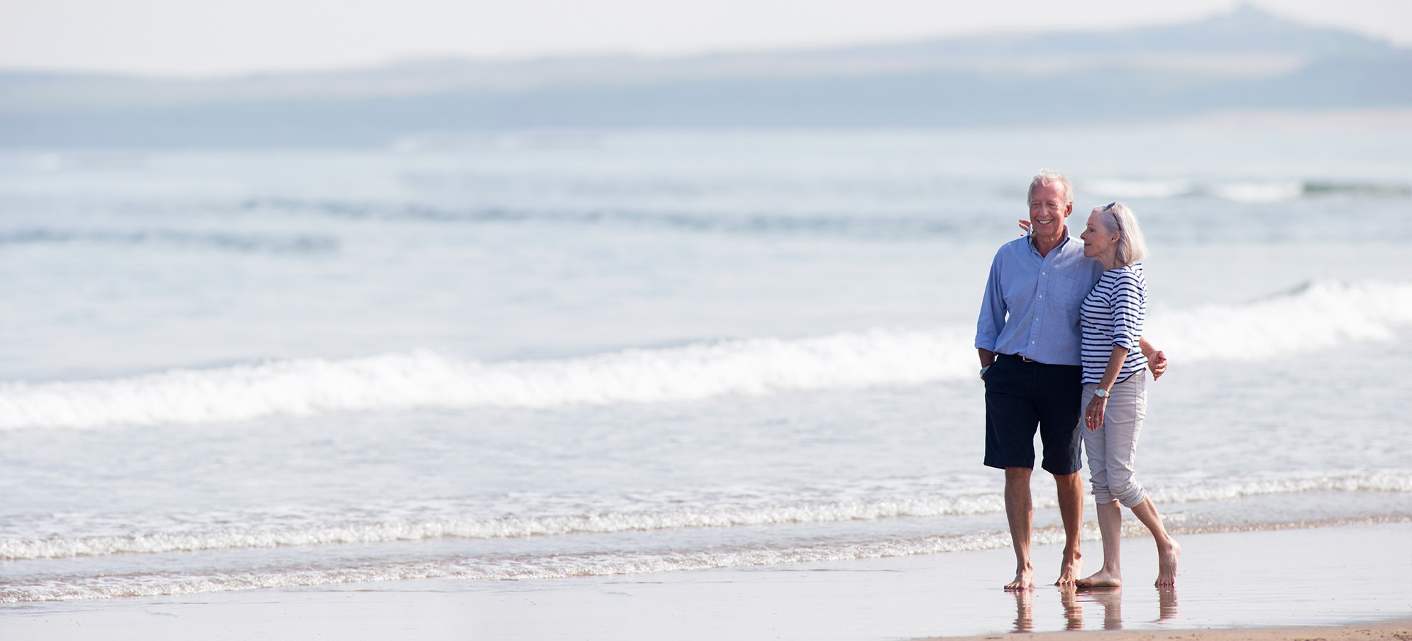 Retired couple enjoying the beach